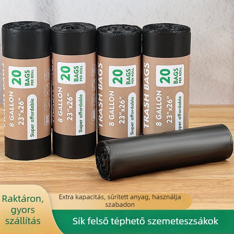 Fekete, vastagított szemeteszsákok, egyszer használatosak tisztításra és tárolásra