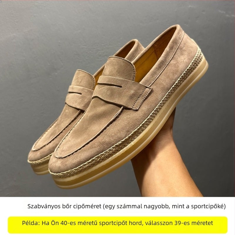 Őszi férfi cipő, magas minőségű, brit stílus, üzleti-casual, puha talp, kézzel varrt, tehén velúr bőr