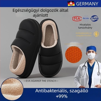 Férfi pamut orvosi papucs — téli beltéri, vízálló, csúszásmentes, meleg, alkalmas külső viseletre