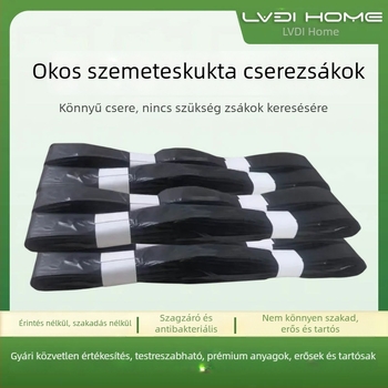 Tuoniu okos szemeteshez tartozó cserezacskók automatikus csomagolással, fekete, vastag, hajtogatható, szagmentes