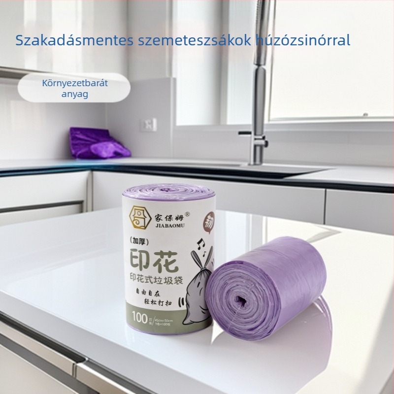 Vastagított szemeteszsákok húzózsinórral és fogantyúval, konyha- és fürdőszobai használatra, kollégiumi célokra