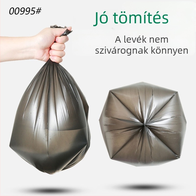 Jianxiang lapos szájú perforált szemeteszsákok, 45×55 cm, fekete, egyszer használatos, vastított, konyhára