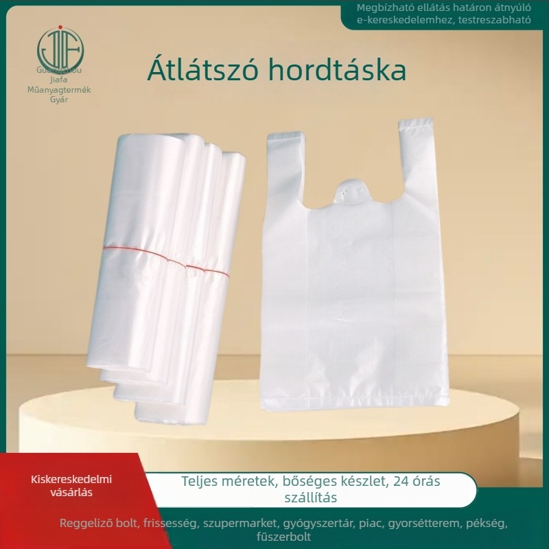 Átlátszó PE mellény-stílusú zacskók, egyszer használatosak, utcai árusok számára, csomagoláshoz reggelire/delivery, bevásárló zacskók, vastagított szemeteszsákok