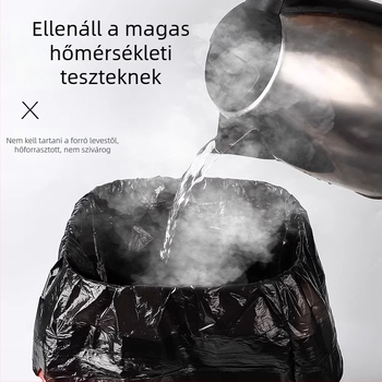 Húzózsinóros tömörített szemeteszsákok, nagy méretű konyhai zacskók, közepes méretű irodai/konyhai zacskók, szakadásálló