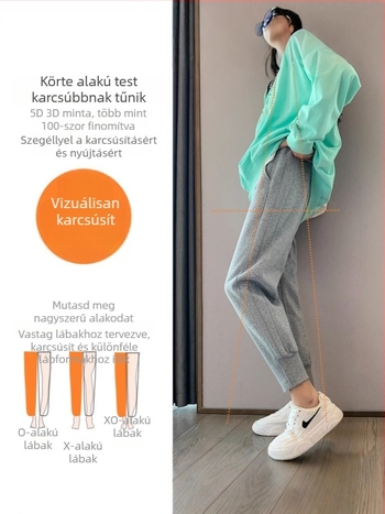 2026-os laza női jogger nadrág, szürke, kis méretűeknek, tavasz–ősz