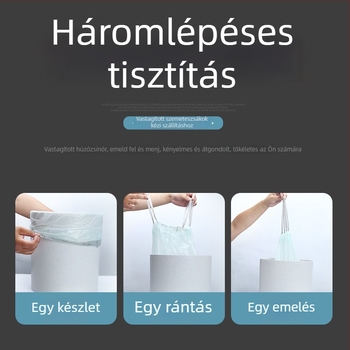 Extra vastag szemeteszsák kötőzsinórral, háztartási használatra, automatikus záródás, konyhai vastagított műanyag zacskó