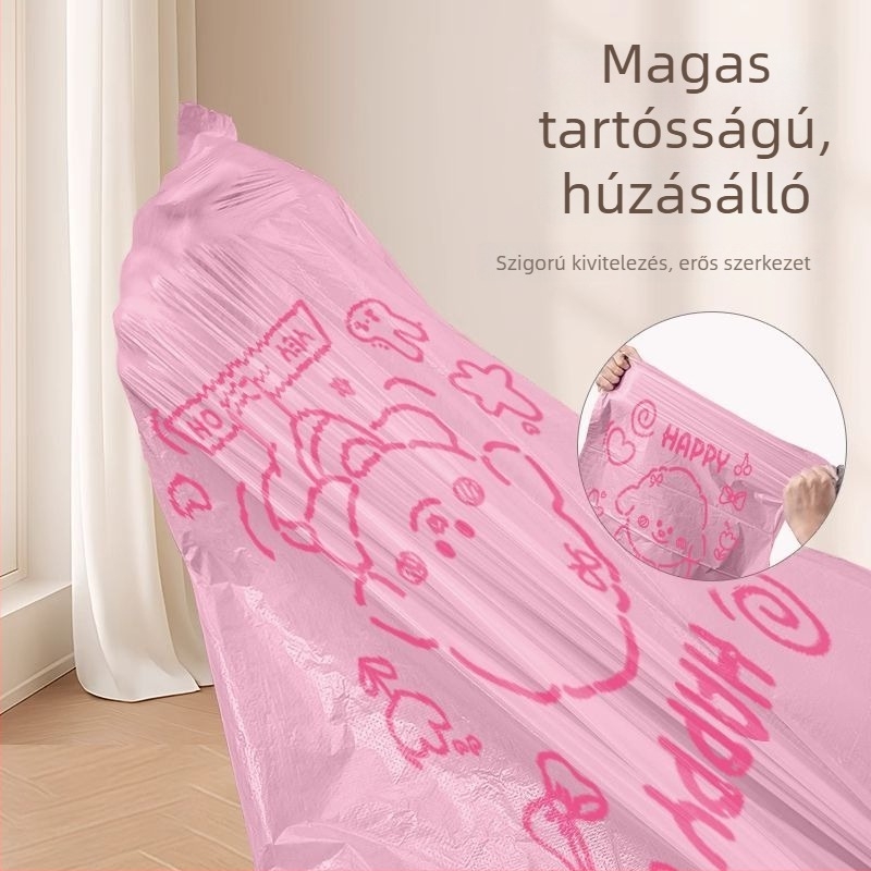 Iceberry rózsaszín kutyás szemeteszsák húzókötővel, extra vastag, nagy méretű, háztartási, kollégiumi és konyhai használatra