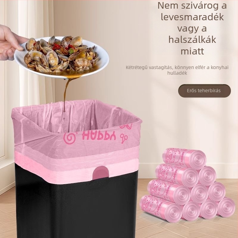 Iceberry rózsaszín kutyás szemeteszsák húzókötővel, extra vastag, nagy méretű, háztartási, kollégiumi és konyhai használatra