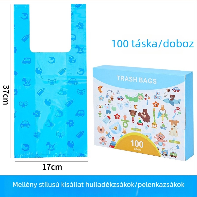Mellény-stílusú biológiailag lebomló kisállat-hulladék zacskók — egyszer használatos ürülék- és macskaalom zacskók