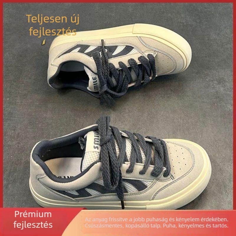 Uniszex vászon sneaker, lélegző, alacsony fazon, vastag talp, mindennapi retro stílus, nyár 2025
