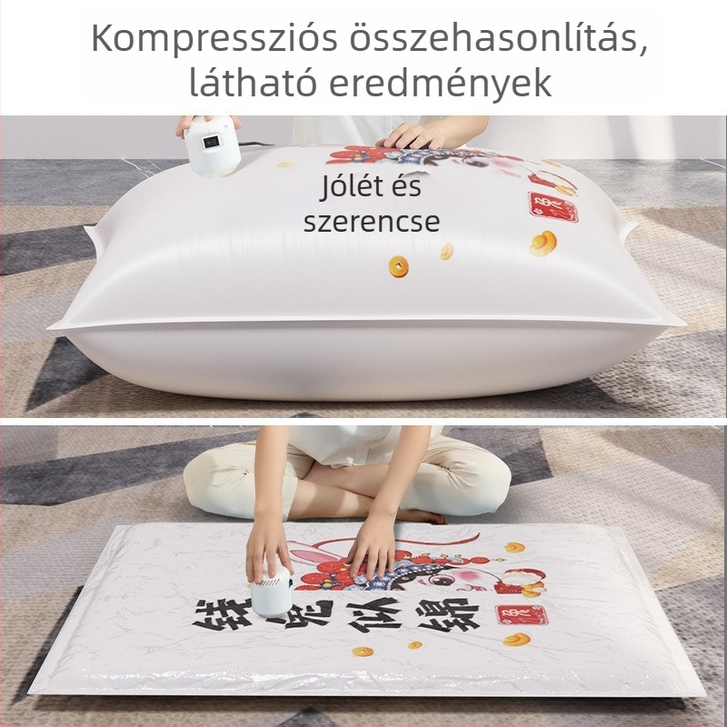 Megvastagított vákuumos tömörítő tasak paplanok és ruhák tárolására, extralarge tollkabát szervező, szezonális gardrób vákuumtasak