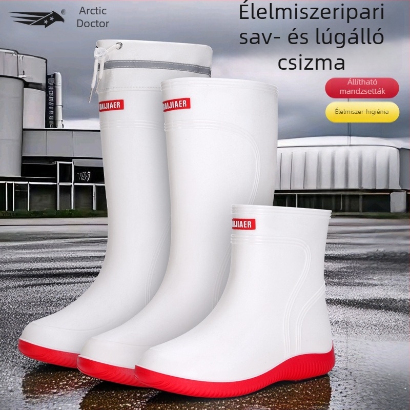 Uniszex PVC esőcsizmák csúszásmentes, kopásálló talppal, konyha, élelmiszeripar, halászat, szállodák, mezőgazdaság, autómosás és építőipar