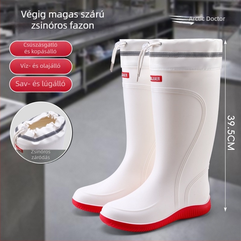 Uniszex PVC esőcsizmák csúszásmentes, kopásálló talppal, konyha, élelmiszeripar, halászat, szállodák, mezőgazdaság, autómosás és építőipar