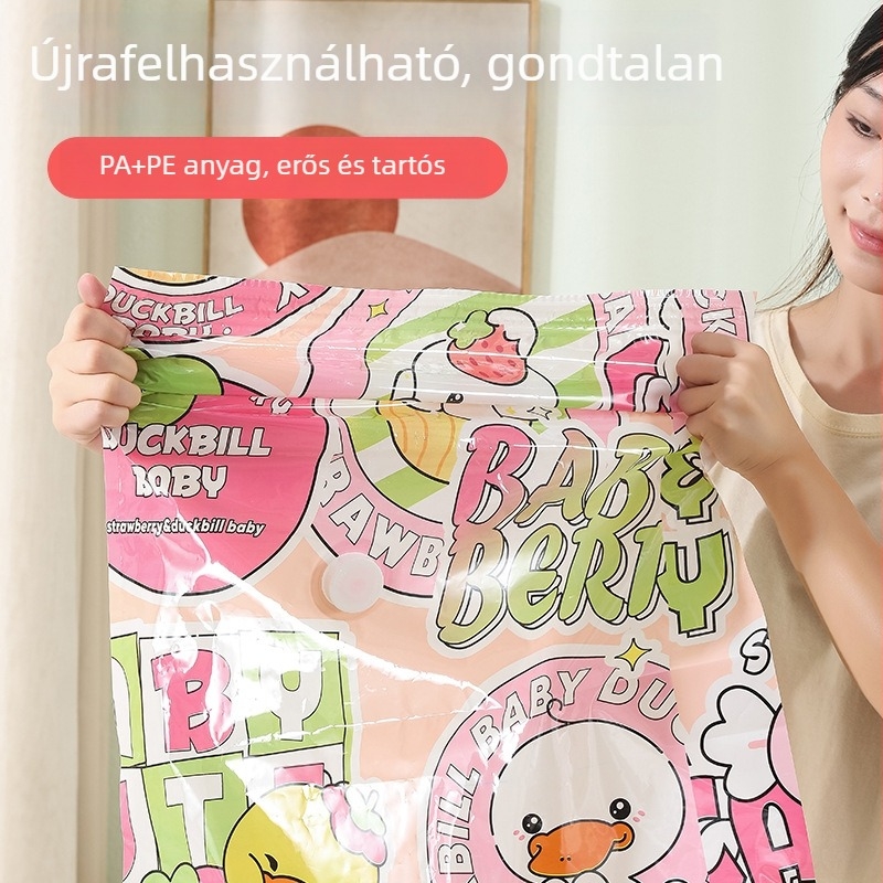Porszívó tömörítő tárolózsák, extra nagy méret, vastított változat, paplanokhoz, ruhákhoz és dunyhákhoz