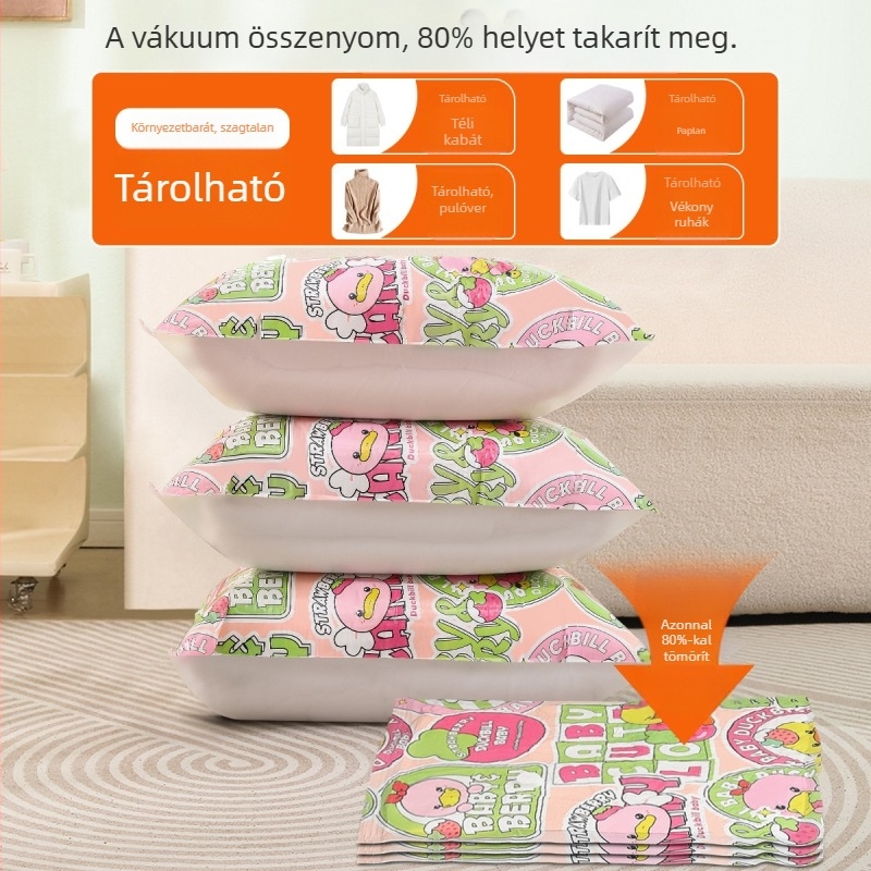 Porszívó tömörítő tárolózsák, extra nagy méret, vastított változat, paplanokhoz, ruhákhoz és dunyhákhoz