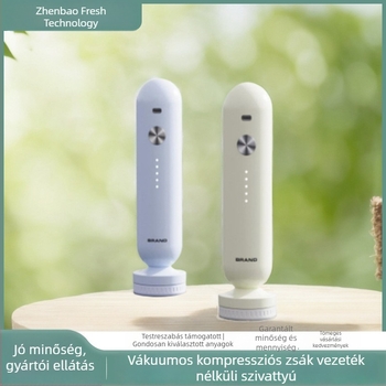 Fresh Treasure Vákuumkompressziós tasak vezeték nélküli pumpával ruhákhoz és takarókhoz, utazási tároláshoz, kis méretű elektromos levegőpumpa, zárható