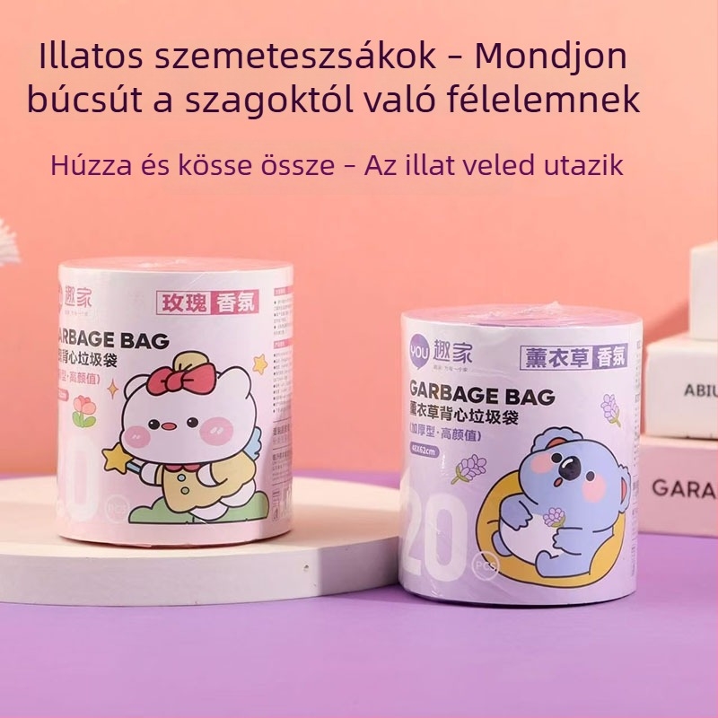 Mellény-stílusú szemeteszsákok otthonra, nappalira és irodába, hordozható, illatosított, vastagított, fogantyúval, 200 darab