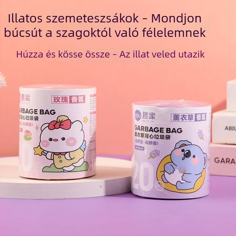 Mellény-stílusú szemeteszsákok otthonra, nappalira és irodába, hordozható, illatosított, vastagított, fogantyúval, 200 darab