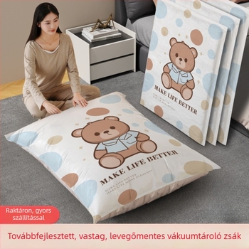 Fejlesztett vákuumos tömörítő tárolózacskók ruhákhoz, paplanokhoz és pehelykabátokhoz; vastagított és megnövelt méretű