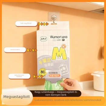 Függő mellény-stílusú szemeteszsákok otthoni használatra, vastagítottak, nagy méret, műanyag, húzható nyílással, szakadásálló, biológiailag lebomló, alkalmas konyhára és kollégiumba
