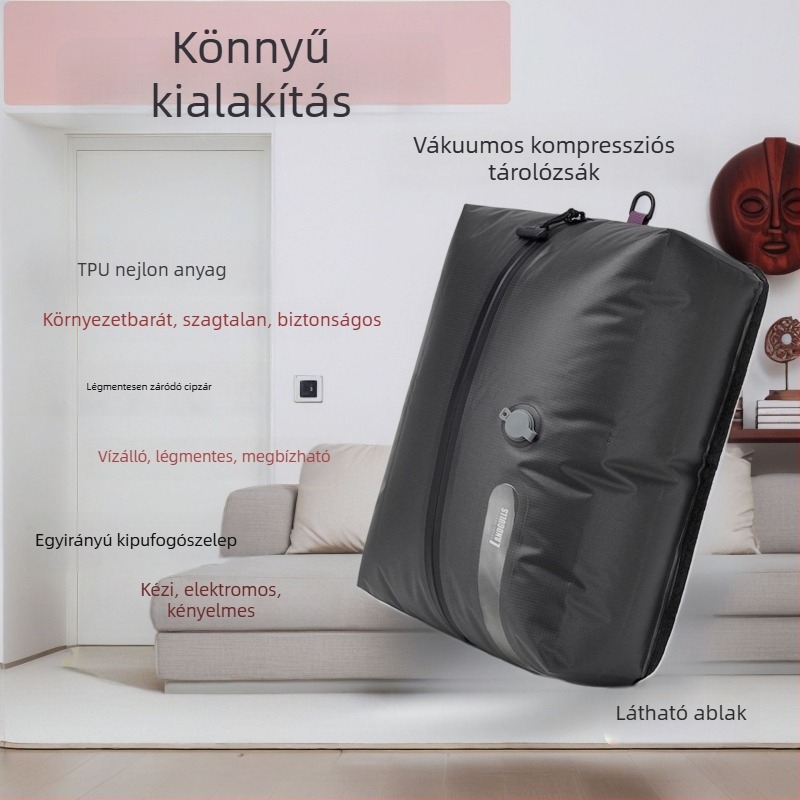 Utazáshoz és csomagtartóhoz készült vákuum-tömörítő tasak, két az egyben ruhák és cipők számára, légmentes, nedvesség- és vízálló
