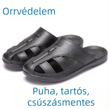 Fekete SPU ujjsvédős pormentes, antistatikus munkás papucs, csúszásmentes talppal, erős és rugalmas, uniszex