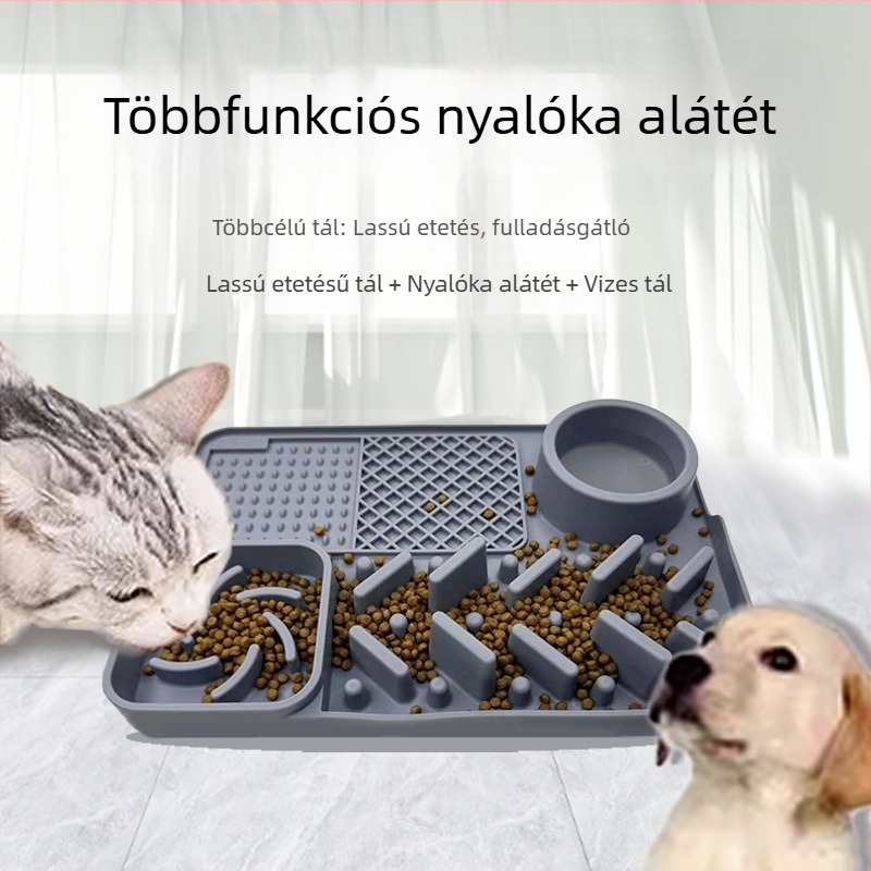 Macska szilikon nyalogató matrac — lassú etetés, anti-tipp tál és szívókorong