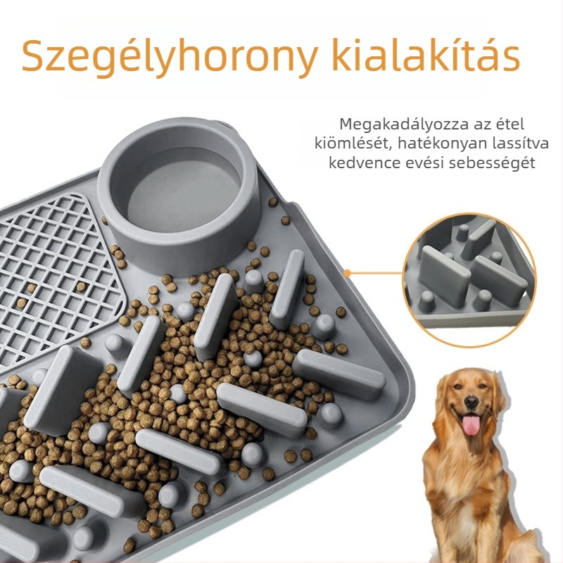 Macska szilikon nyalogató matrac — lassú etetés, anti-tipp tál és szívókorong