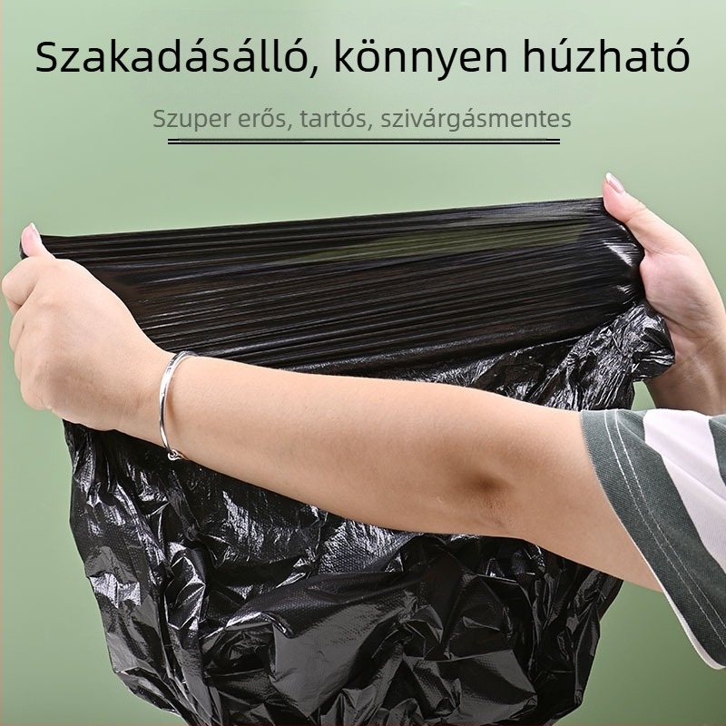 Fekete háztartási szemeteszsákok lapos nyílással, 45 × 50 cm, kis zsákok tekercsen