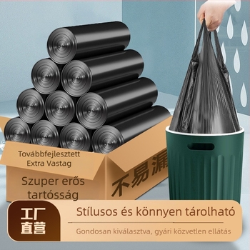 100 darab fekete, vastagított háztartási szemeteszsák, nagy méretű, tekercsben