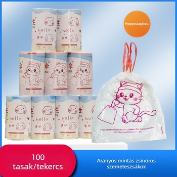 Konyhai vastagított nyomtatott kötős szemeteszsákok, nagy kapacitással, 50 darab