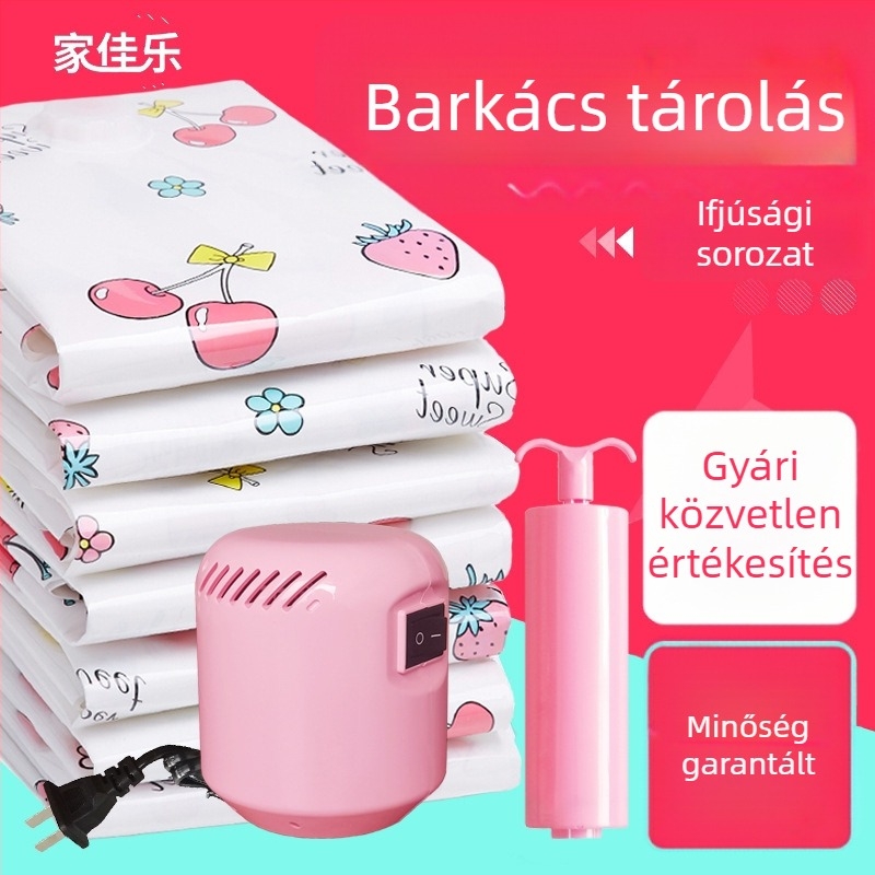 Jiajiale vákuumkompressziós táska, vastagított tároló táska, Cherry sorozat, egy darabos kiszerelés, paplanokhoz és ruhákhoz