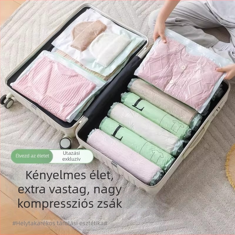 Utazási ruhatartó táska – kézzel feltekercselhető, hordozható, vákuummentes