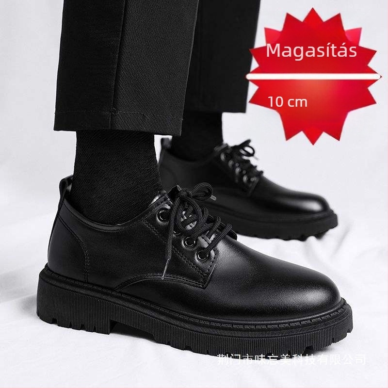 Férfi bőr cipő magasságnövelő 10/8/6 cm-es, őszi casual stílus, koreai stílus, brit stílus