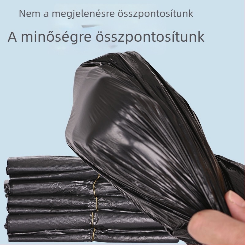 Konyhai vastagított szemeteszsákok kézben tartható, mellény-stílus, nagy tétel, 40×60 cm, fekete, erős műanyag