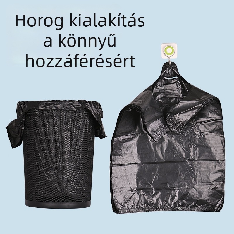 Konyhai vastagított szemeteszsákok kézben tartható, mellény-stílus, nagy tétel, 40×60 cm, fekete, erős műanyag