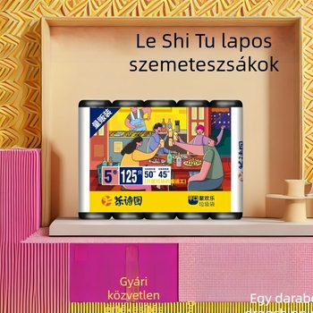 Fekete lapos szájú szemeteszsákok, biológiailag lebomlóak, háztartási és szállodai fürdőhasználatra, nagy és közepes méretben