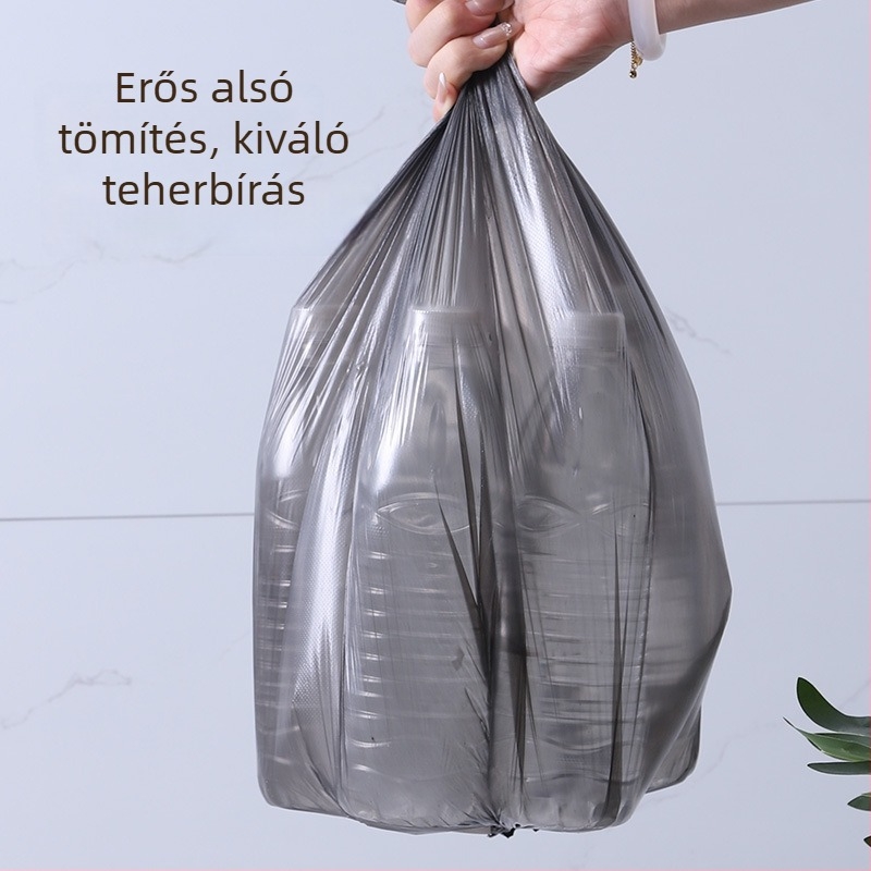 Fekete otthoni szemeteszsákok, vastagított kivitel, szakadásbiztos, sík nyílású, 40 db PE anyag