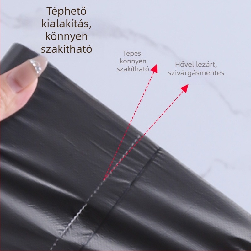 Fekete otthoni szemeteszsákok, vastagított kivitel, szakadásbiztos, sík nyílású, 40 db PE anyag