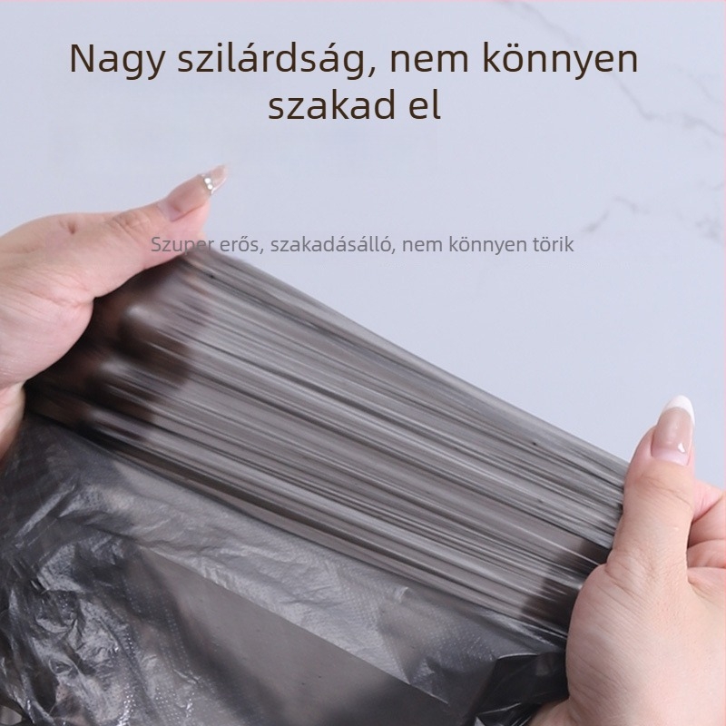 Fekete otthoni szemeteszsákok, vastagított kivitel, szakadásbiztos, sík nyílású, 40 db PE anyag
