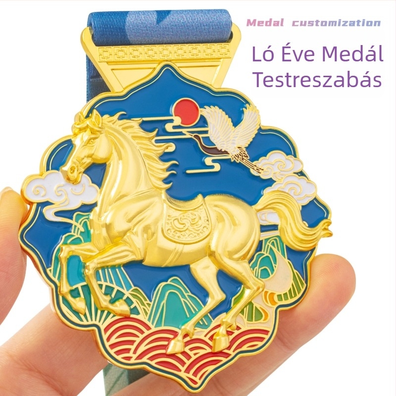 Dolgozói medal 2026, kínai stílusú ló motívummal és szerencsés felhő motívummal, sport emlékérem, testreszabható