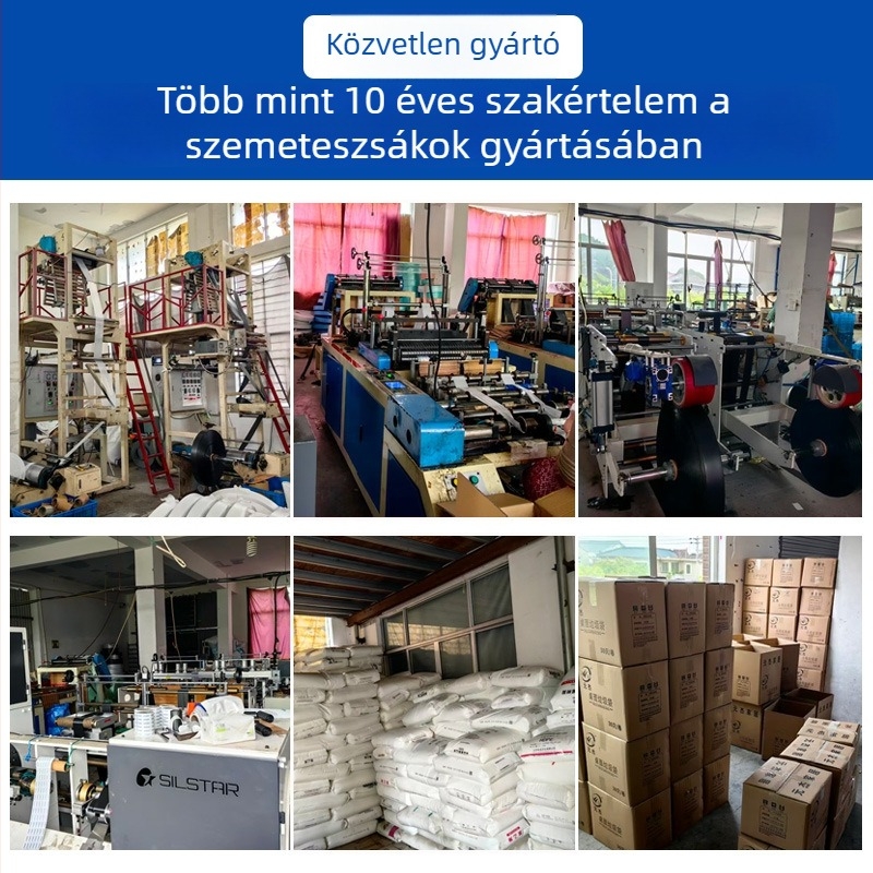 Nagy fekete húzózsinóros szemeteszsák, nagy kapacitású, szakadásálló, automatikus záródás, egyszer használatos