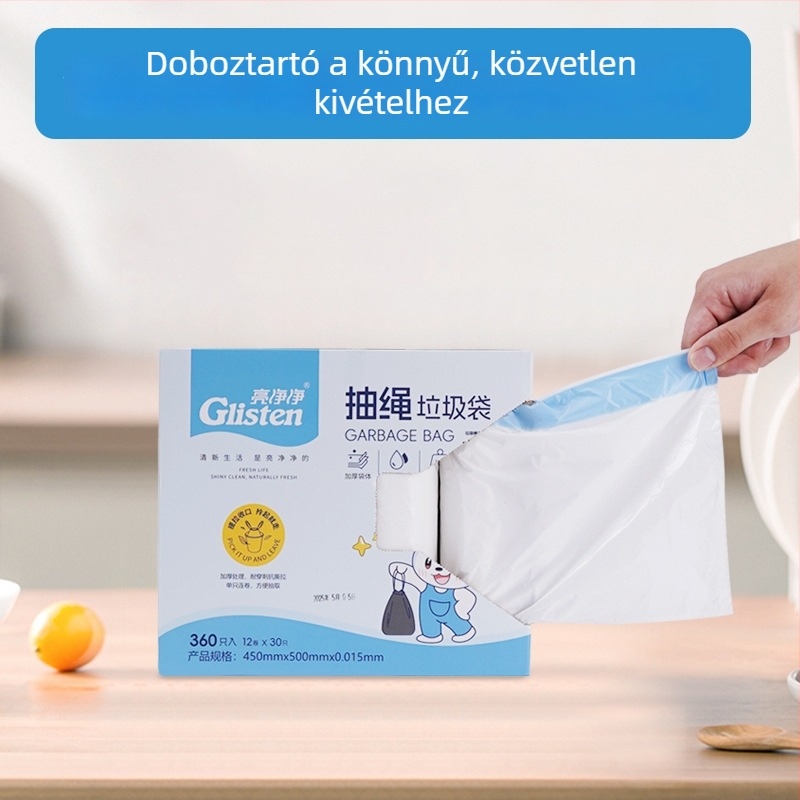 Vastagított szemeteszsákok húzós zárással, háztartási használatra a konyhában, nagy méret, 360 darab