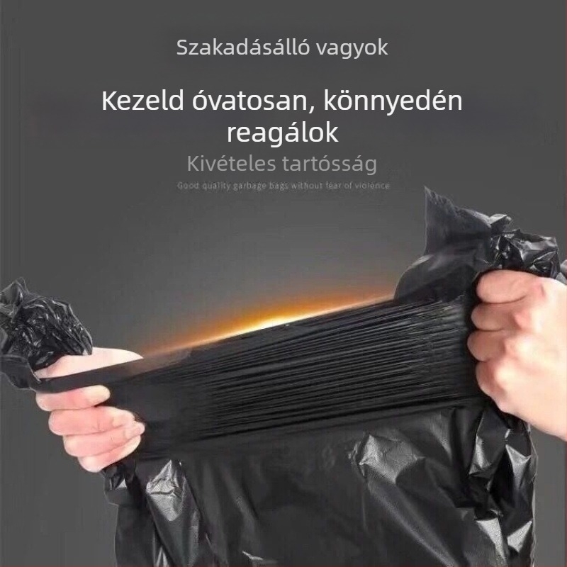Húzózsinóros háztartási szemeteszsák, vastagított, nagy méret, a konyhában, automatikus záródás, 45×50 cm