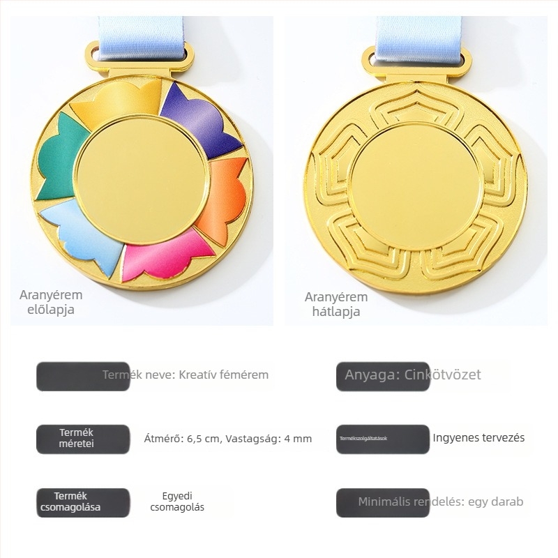Arany- és bronzszínű fémmedálok gyerekeknek, óvodai díjak és sportnap plakettek
