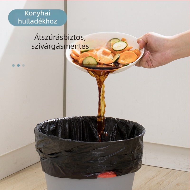 Dobozos konyhai szemeteszsákok húzózsinórral, vastagított, tekercses kivitelben, otthoni használatra