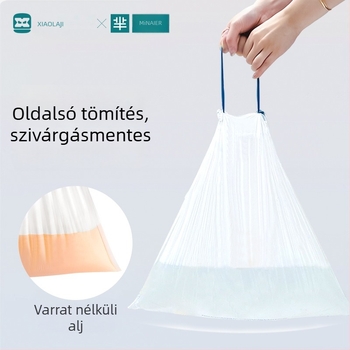 Háztartási extranagy szemeteszsákok zsinóros zárással, szakadásálló, 100 darab, PE anyag