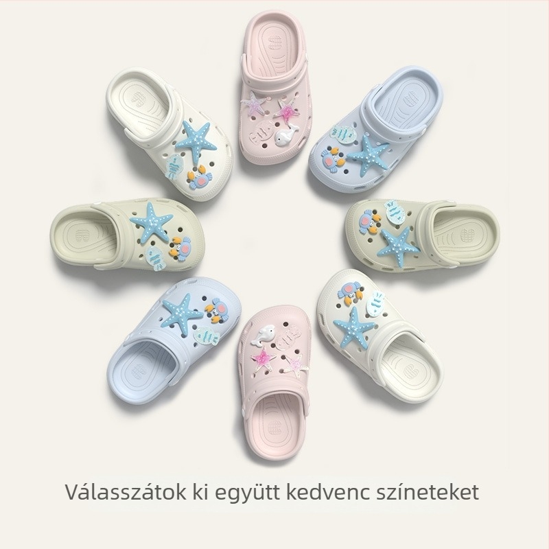 Nyári EVA gyerek szandál tengeri csillag motívummal, légáteresztő, csúszásmentes, belső és kültéri használatra, uniszex, 7–12 éveseknek