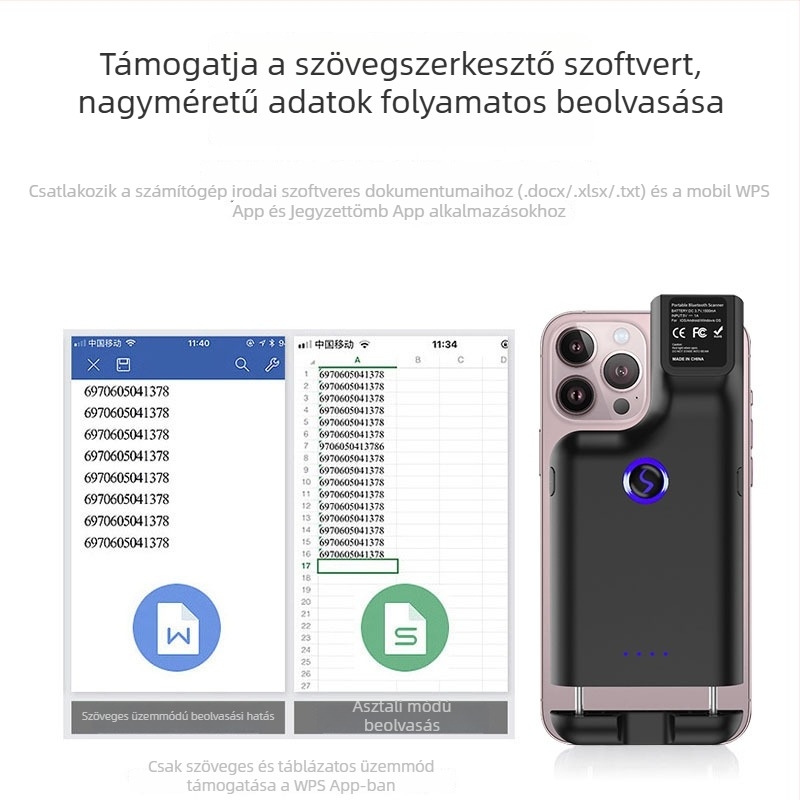 Hátsó klipszes Bluetooth 2D vonalkódolvasó – Mini vezeték nélküli készletnyilvántartó szkenner