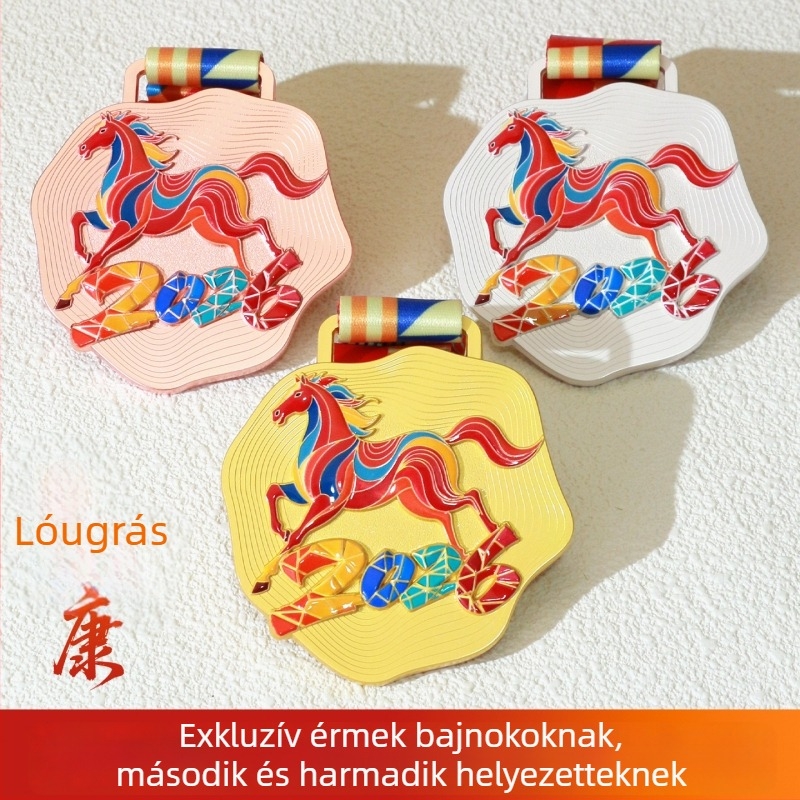 Személyre szabott fémmedál a Ló évére, 2026-os sporteseményre, maratoni díjmedál